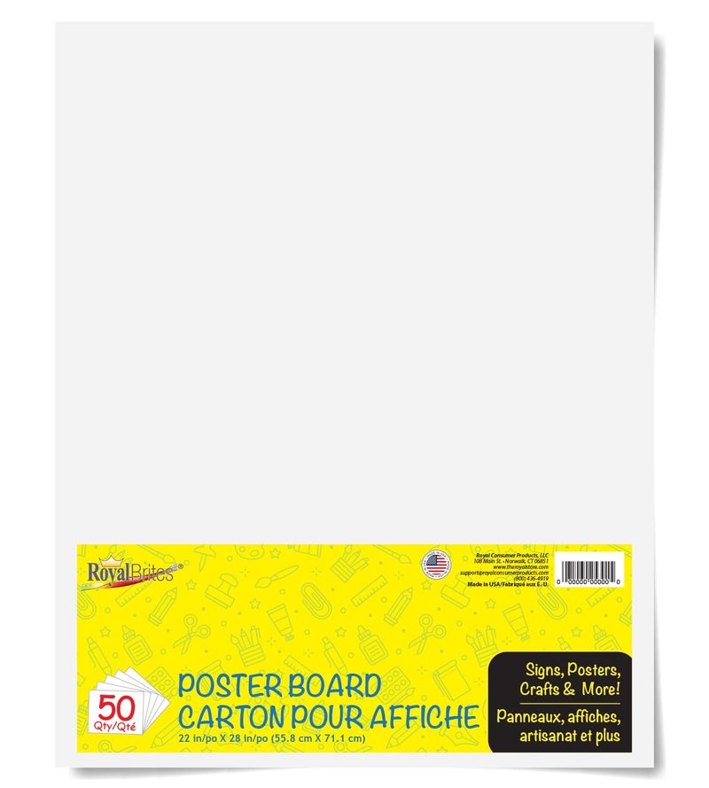 White Poster Board Premium 2Sided 22x28 Poster Board for School Projects Arts Crafts Water Fade Resistant Posterboard for Signs Presentations Large Poster Board 22x28 50 Count