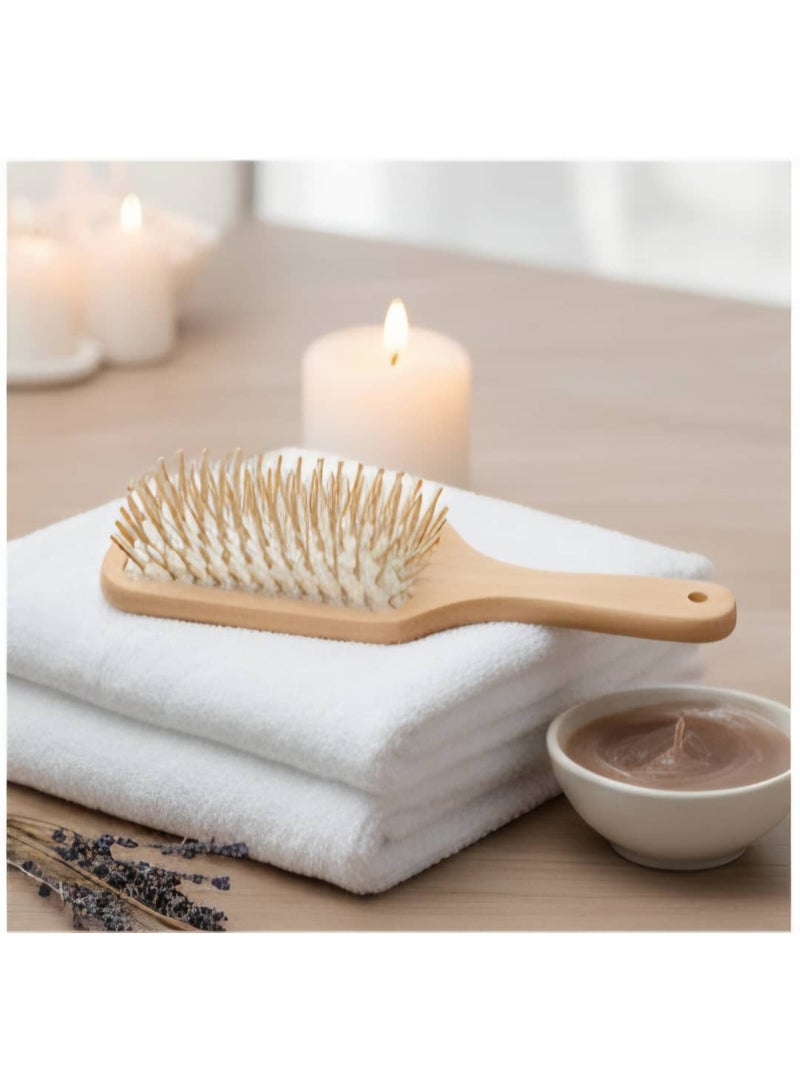 Square hair drying and styling brush - with a wooden handle for smoothing long hair. - Image 2