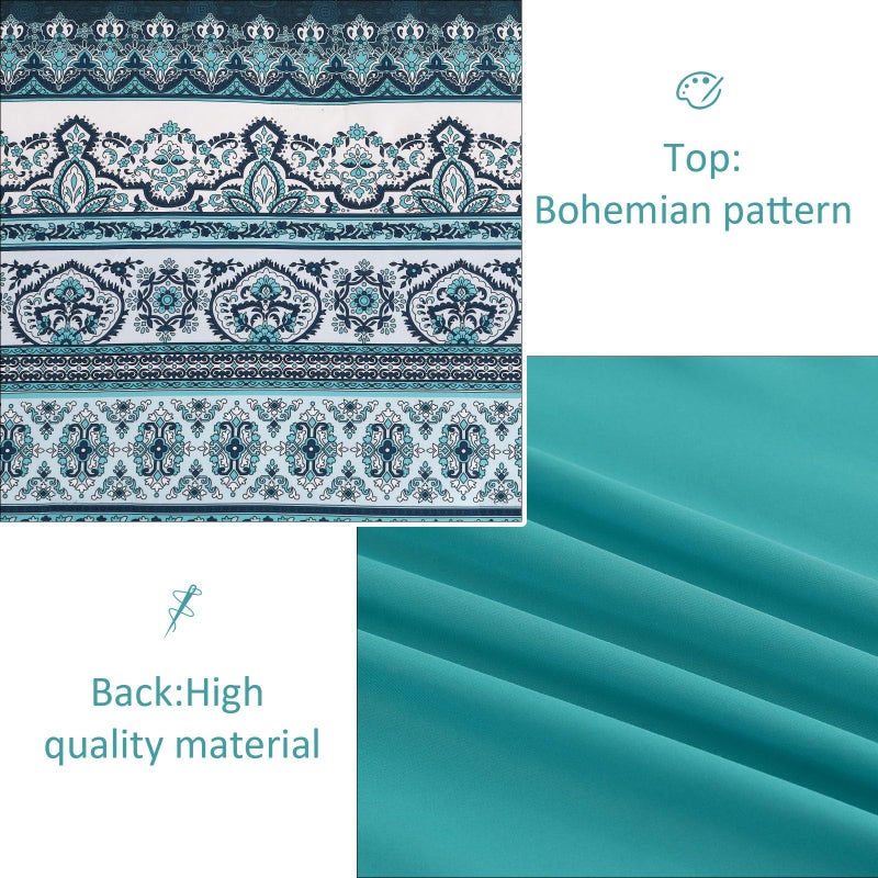 Cottolester Boho King Size Comforter Set 8 Pieces, Teal Comforter Bohemian Striped Bed in A Bag, Soft Microfiber Bedding Set for All Seasons - Image 5
