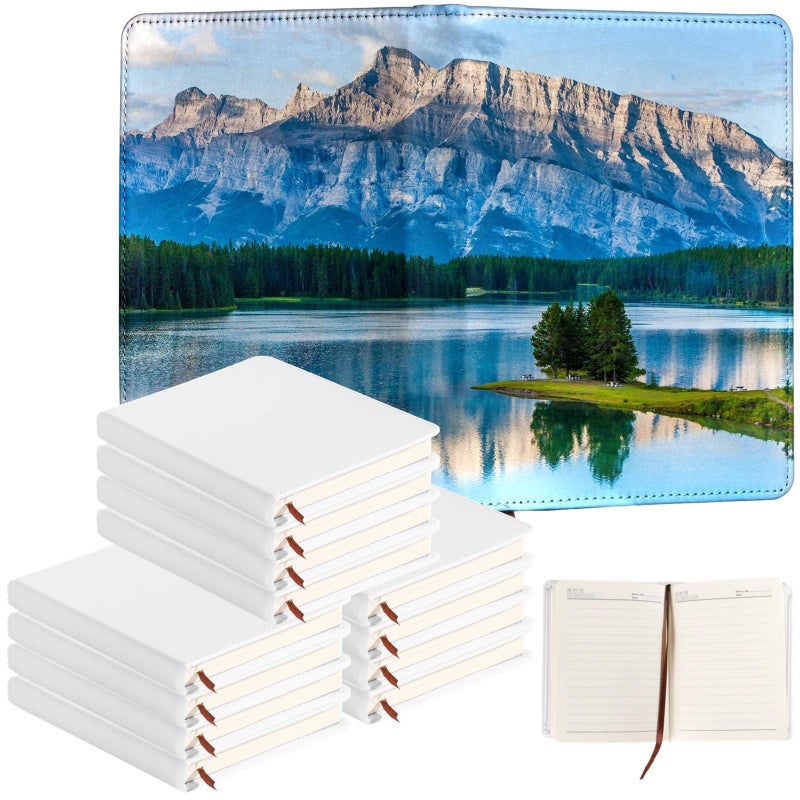Lnrueg 12 Pcs Sublimation Notebook Blank Journal A6 100 Pages - Hardcover PU Notebooks for Note Taking Plan Making Diary Writing - School Office Supplies - Image 1