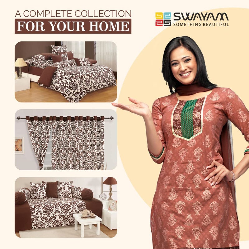 Swayam Cotton 1 Single Duvet Cover | Rajai Cover | Quilt Cover | Comforter Cover | Dark Brown | Floral - Image 2