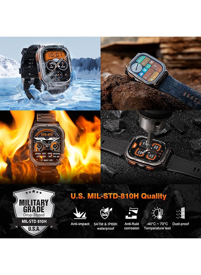KOSPET ساعة ذكية Tank M3 Ultra (فضية) - شاشة Amoled مقاس 1.96 بوصة، نظام تحديد المواقع العالمي (GPS)، مكالمات بلوتوث، عمر بطارية 10 أيام، مقاومة للماء 5ATM، أكثر من 130 وضعًا رياضيًا، مراقبة معدل ضربات القلب، تتبع النوم، تصميم متين - Image 2