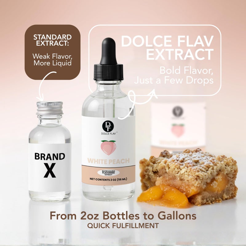 Dolce Flav Natural White Peach Extract 2 oz - Kosher, Sugar-Free, Concentrated Sweet White Peach Flavoring for Beverages, Desserts & Baking, Includes Measured Dropper - Image 5