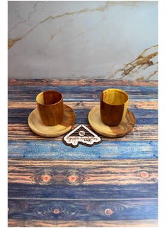 Wooden coffee cup + plate Handmade from healthy wood 100% natural colors from the heart of the tree