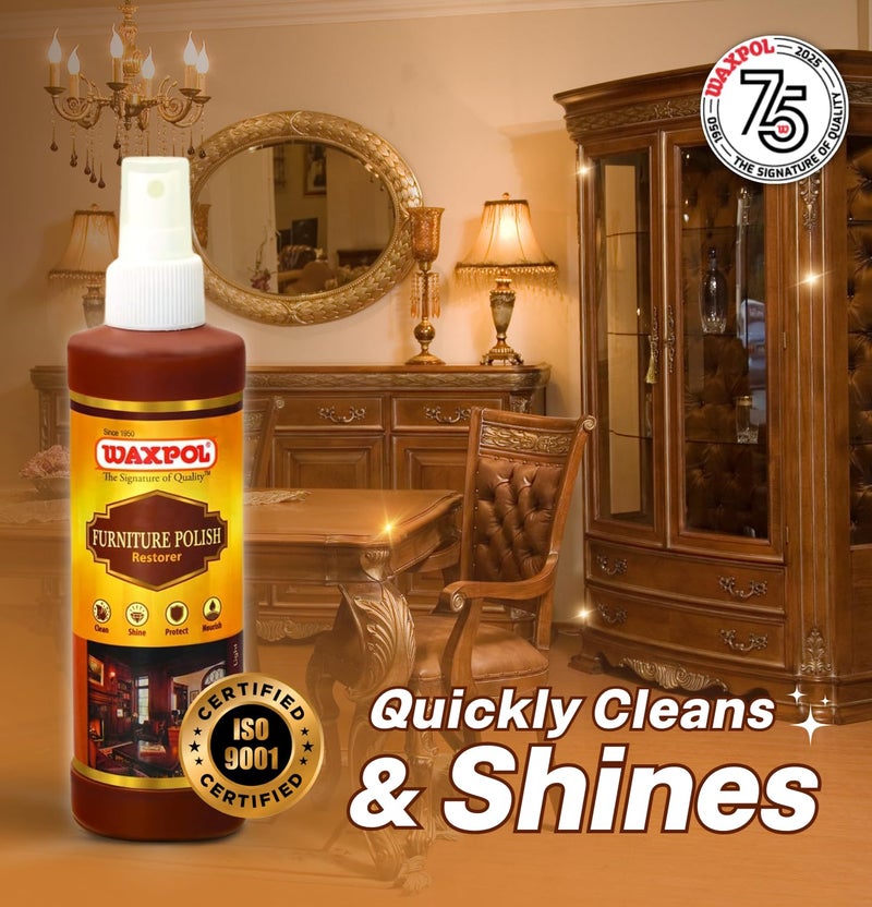 Waxpol Furniture Polish Restorer 400ml(200 ml Set of 2) Wood Polish Shine Spray for Furniture, Cabinets, and Wardrobes, Restores & Maintains Wood Shine - Image 5