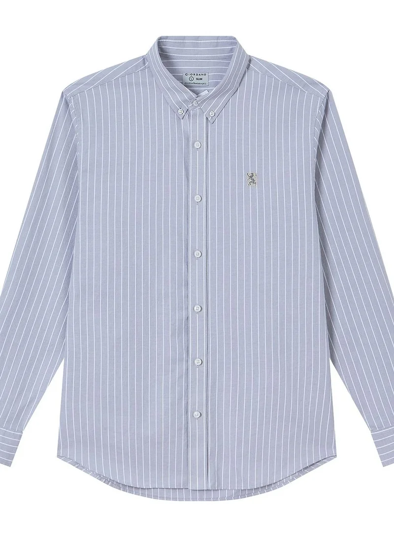 Men’s Cotton Slim Oxford Shirt with Embroidery