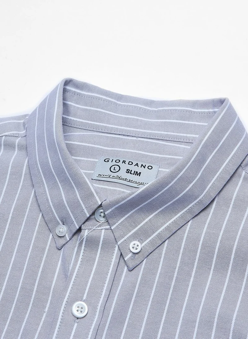 GIORDANO  Men’s Cotton Slim Oxford Shirt with Embroidery for Men | Best Price UAE