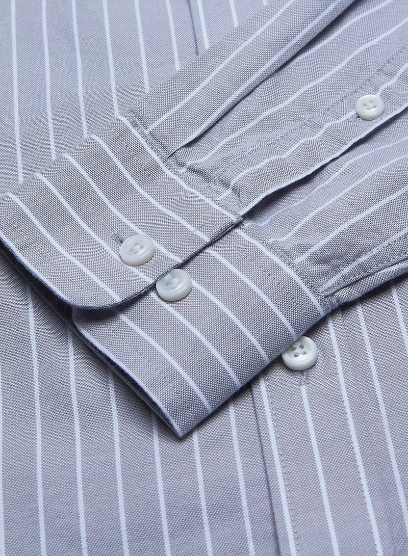 GIORDANO  Men’s Cotton Slim Oxford Shirt with Embroidery for Men | Best Price UAE