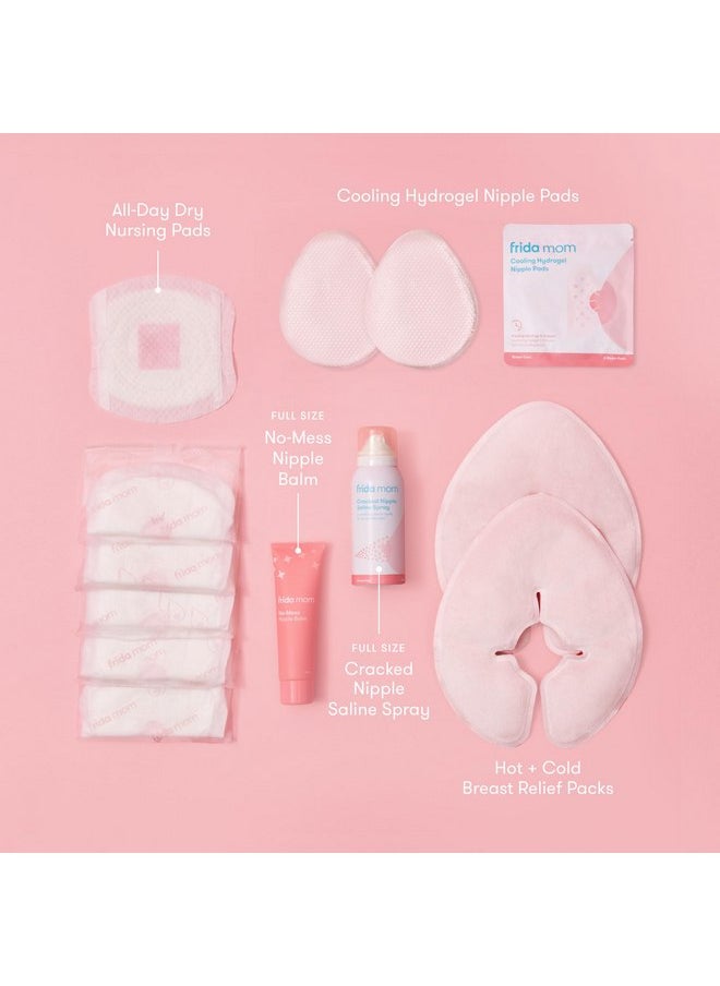 frida mom - Frida Mom Breastfeeding Survival Kit for Nursing Moms, Reusable Hot+Cold Breast Relief Packs, Hydrogel Nipple Pads, Cracked Nipple Saline Spray, Nipple Balm, Nursing Pads, 13 Piece Gift Set - Image 1