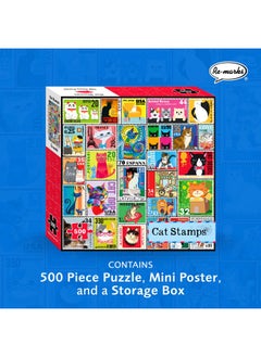 Re-Marks Re-marks Cat Postage-Stamp Collage Puzzle, 500-Piece Puzzle for All Ages  - Image 2