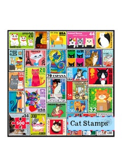 Re-Marks Re-marks Cat Postage-Stamp Collage Puzzle, 500-Piece Puzzle for All Ages  - Image 1