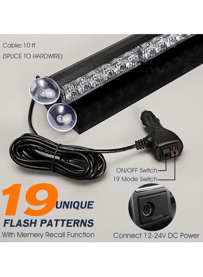 SYOSI 14.8in LED Emergency Strobe Light Bar for Windshield, Interior Visor Deck Flashing, Amber/White, 12 LEDs, 12/24V, Hazard Safety Warning Lights for Police, Law Enforcement, POV, Trucks, Vehicles - Image 4