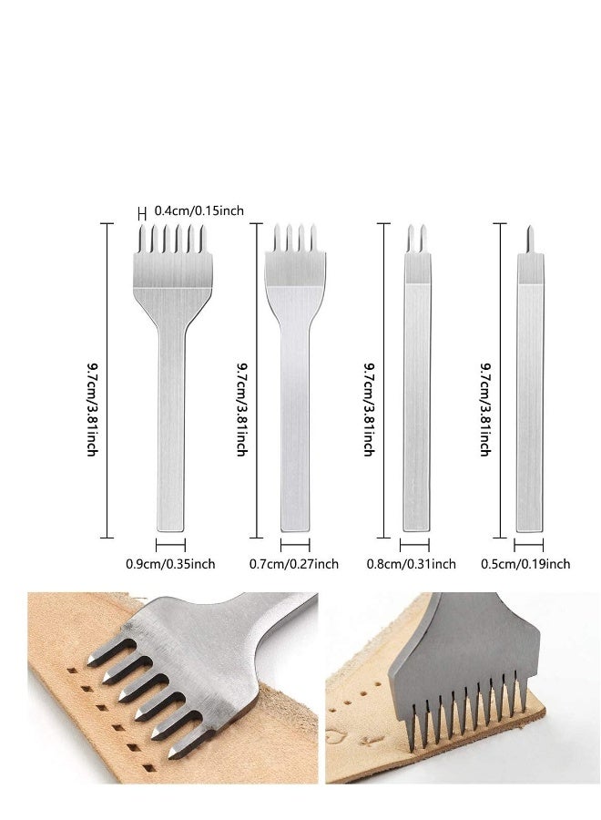 Leather Crafting Tools and Supplies: 26 Pieces Leather Working Tools Set with Groover Awl Waxed Thread Thimble Kit for Stitching Punching Cutting Sewing Leather Craft Making - Image 4