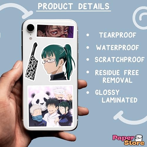 Thepaper9store Vinyl Pack of 75+ Jujutsu Kaisen Stickers for Laptop, Phone Case, Guitar, Bike, Pc, Scrapbook etc. Waterproof Glossy Laminated Residue Free Anime Stickers, self-adhesive, 6 cm - Image 3