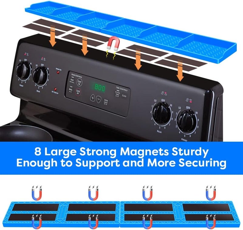 Hydream Silicone Over Stove Magnetic Spice Rack, Suctioned Shelf - Blue for Stove - 30 Inch - Image 3