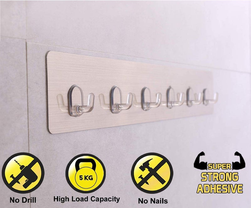 Elvana Magic Sticker Series Chrome Plated Metal Self Adhesive Bathroom Towel Hanger Hook Rail - Image 2