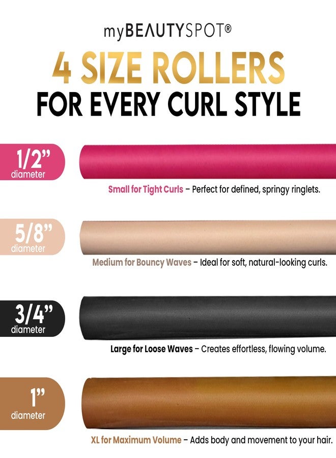 My Beauty Spot Flexi Rods Foam Hair Rollers -1/2" 5/8" 3/4" 1" Diameter- Professional Salon Quality 18 Pcs Rubber Hair Rollers for Long, Medium, and Short Hair, Hair Curlers to Sleep in for Women - Image 4