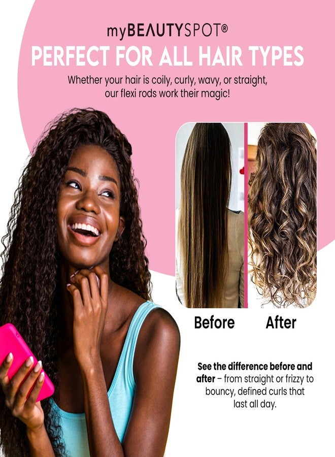 My Beauty Spot Flexi Rods Foam Hair Rollers -1/2" 5/8" 3/4" 1" Diameter- Professional Salon Quality 18 Pcs Rubber Hair Rollers for Long, Medium, and Short Hair, Hair Curlers to Sleep in for Women - Image 5