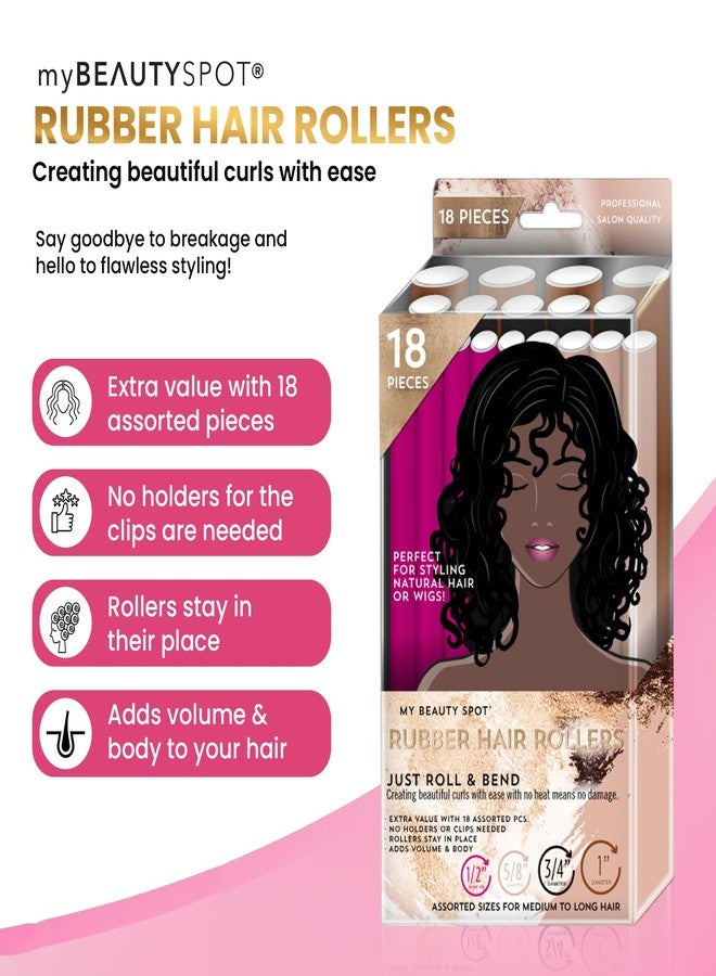 My Beauty Spot Flexi Rods Foam Hair Rollers -1/2" 5/8" 3/4" 1" Diameter- Professional Salon Quality 18 Pcs Rubber Hair Rollers for Long, Medium, and Short Hair, Hair Curlers to Sleep in for Women - Image 2