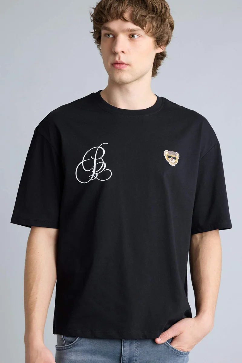 ديفاكتو Boxy Fit Printed Short Sleeve T-Shirt