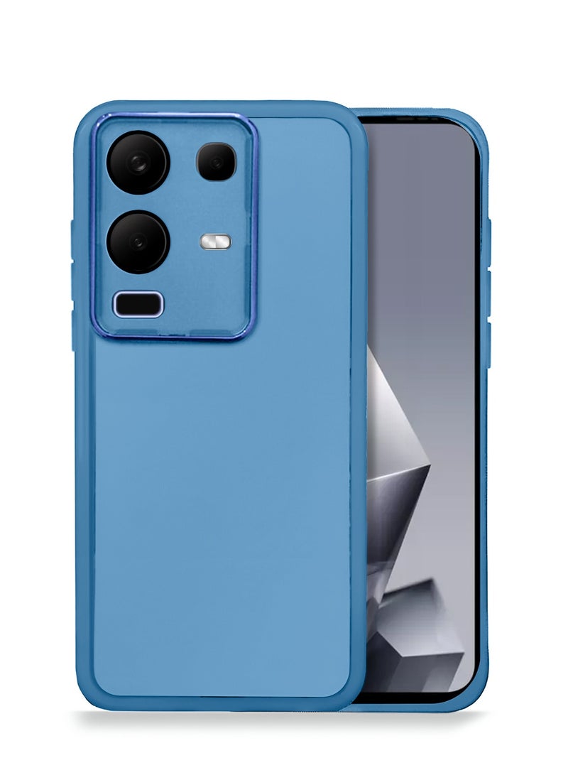 Wtech Infinix Note 50s 5G 2025 Soft Transparent TPU Camera Protection Silicone Ultra Thin Phone Stylish Electroplated Camera Border Back Case Cover - Blue - Image 1