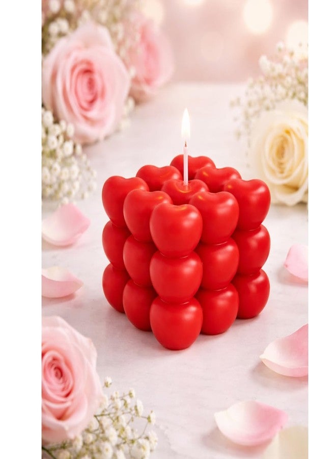 AAURAFUL Valentine’s Day Heart Bubble Candle - Romantic Love Decor Scented Candle for Couples | Heart Shape Gift Candle for Anniversary, Proposal & Home Decoration (Pack of 1) - Image 2