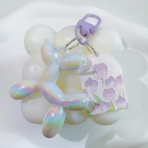 LAEKOU Jelly Balloon Dog Design Keychain for Women, Cute Girls Key Chain, Bag Charms Accessories for Car Purse Backpack - Image 4