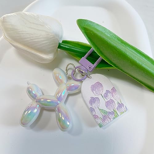 LAEKOU Jelly Balloon Dog Design Keychain for Women, Cute Girls Key Chain, Bag Charms Accessories for Car Purse Backpack - Image 2