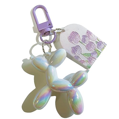 LAEKOU Jelly Balloon Dog Design Keychain for Women, Cute Girls Key Chain, Bag Charms Accessories for Car Purse Backpack - Image 1