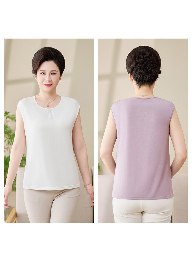 Hengyuanxiang Mom'S Wear [Class A Modal Vest] - Loose-Fit Large Size Undershirt For Middle-Aged And Elderly Women, Base Layer T-Shirt, Inner Wear Vest - Image 5
