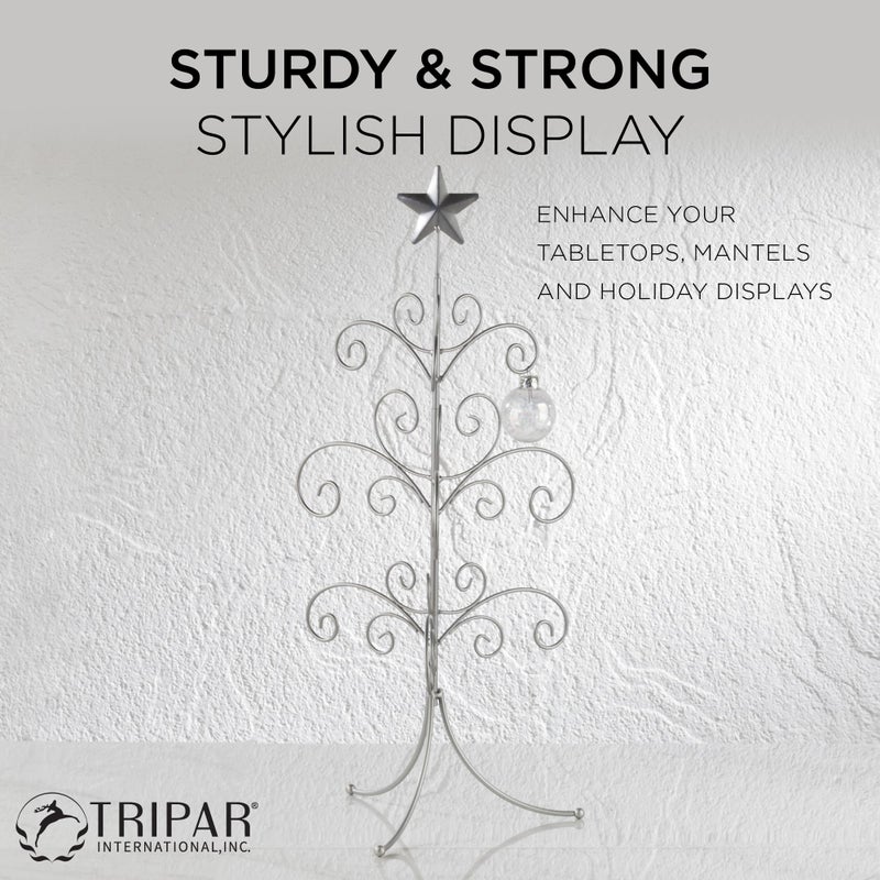 Tripar Decorative Tree Ornament & Jewelry Display Silver Finish (22-Inch Height) - Decorative Metal Wire Stand - 3 Tiers Of Branches Perfect For Wrought Iron Trees - Perfect Holiday Gift - Image 5