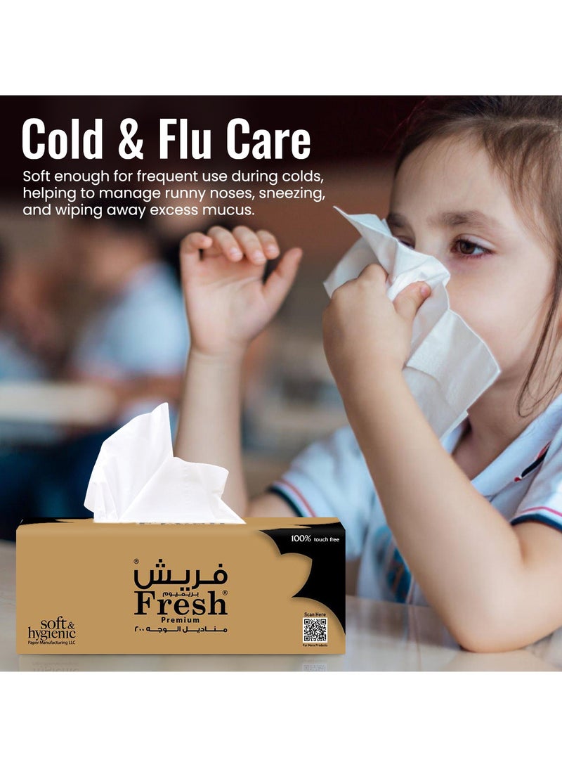 SNH Packing Fresh Facial Tissue Box Pack of 5, 200 Sheets x 2 Ply Each, Total 1000 Sheets - Image 4