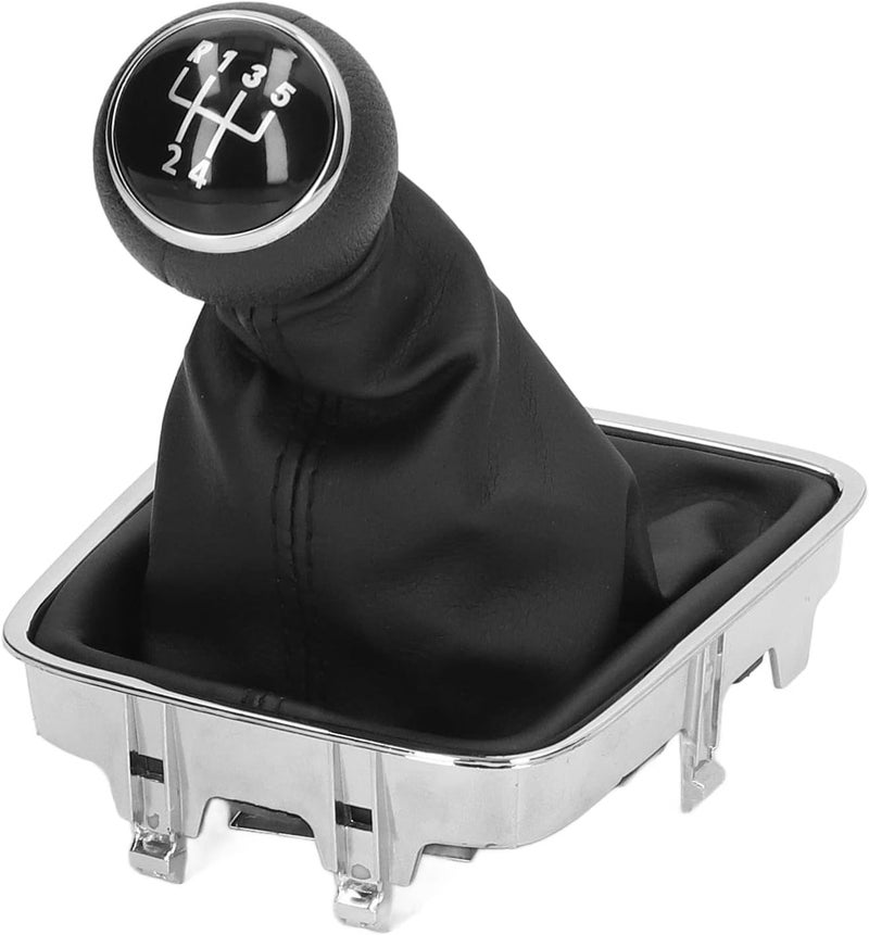 Gear Shift Knob Boot Set 5 Speed, PVC Leather, Durable Gearstick Shifter Lever Gaiter Kit Cap - Ergonomic Design, Easy Installation, Enhanced Driving Comfort (Black) - Image 1