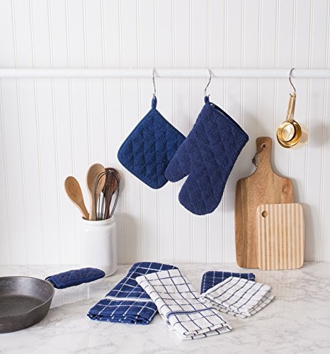 DII Basic Terry Collection Quilted 100% Cotton, Potholder, Nautical Blue, 3 Piece - Image 5