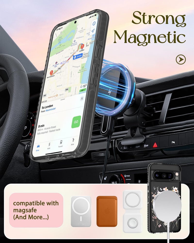 Lotadilo Cute for Google Pixel 8 Pro Case - Compatible with Magsafe Magnetic Ring Holder Stand Kickstand for Women Girls Girly Funny Fashion Pretty TPU Phone Covers Dried Flower Design - Image 5