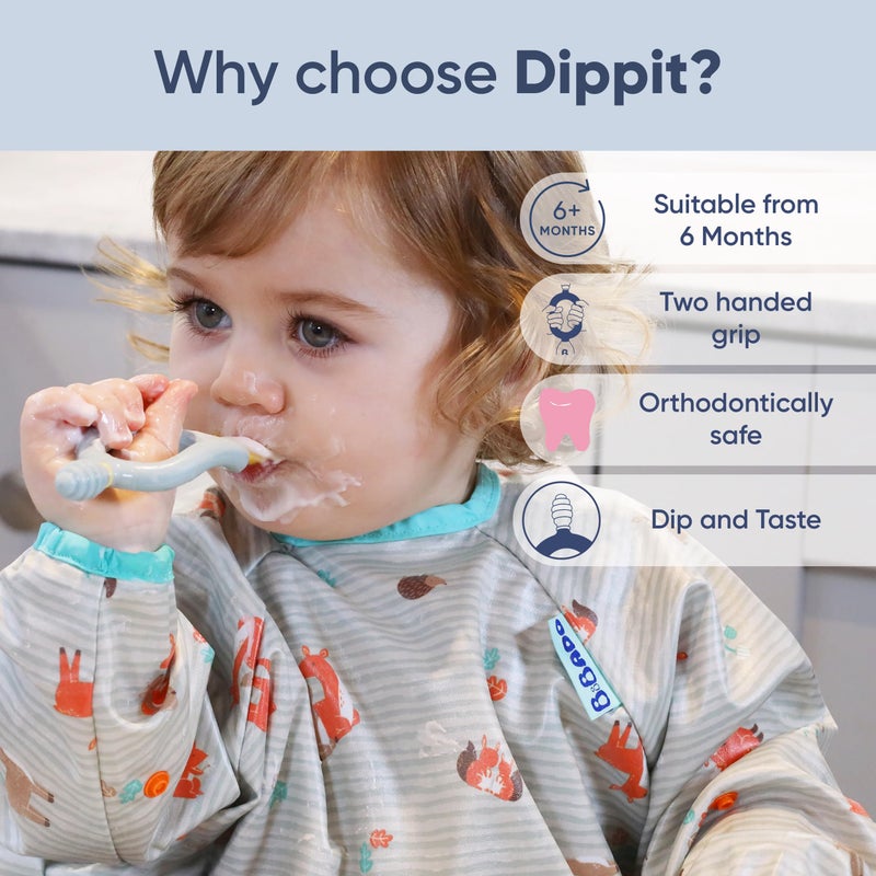 Bibado Dippit Baby Led Weaning Spoon, BPA Free Baby Spoons Self Feeding 6 Months & Up, 2 Handed Baby Spoon with Loop Handle, Use as Toddler & Baby Training Spoon, Baby Led Weaning Supplies, 2 Pack - Image 2