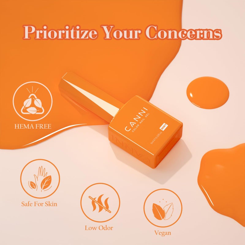 CANNI Orange Gel Nail Polish Set â€“ 6 Colors (Fire Orange, Yellow, Amber, Pumpkin, Sunset), 9ML Soak Off UV LED Nail Gel Kit for Fall Nail Art & DIY Manicure - Image 5