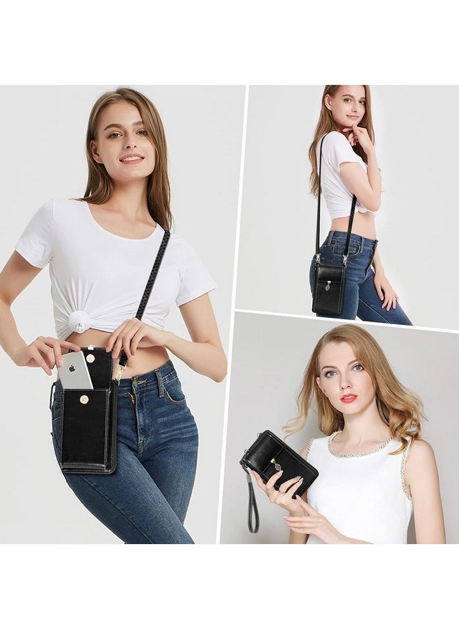 HUANLANG - Small Crossbody Phone Bags For Women Leather Cell Phone Purse Wallet Rfid Blocking Ladies Shoulder Bag Credit Card Slots Lightweight Crossbody Bag - Image 1