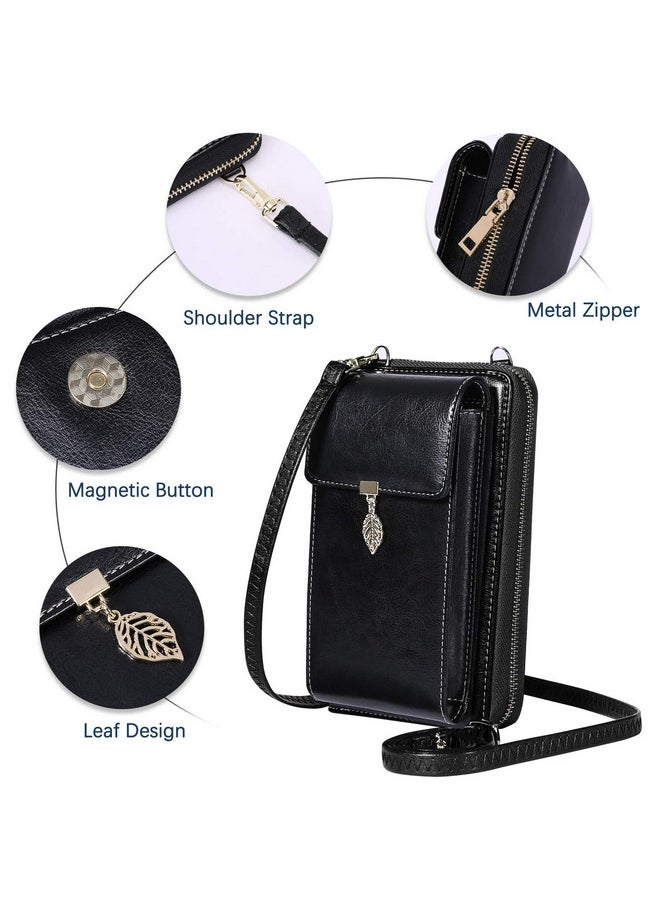 HUANLANG - Small Crossbody Phone Bags For Women Leather Cell Phone Purse Wallet Rfid Blocking Ladies Shoulder Bag Credit Card Slots Lightweight Crossbody Bag - Image 1