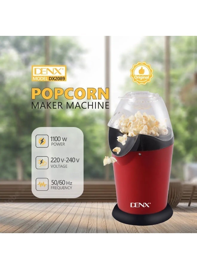 Denx Hot Air Popcorn Maker 1100W – Oil-Free Popcorn Machine,Healthy Snack Maker, Fast 2-3 Minute Popping, Electric Popcorn Popper for Home, Red - Image 4