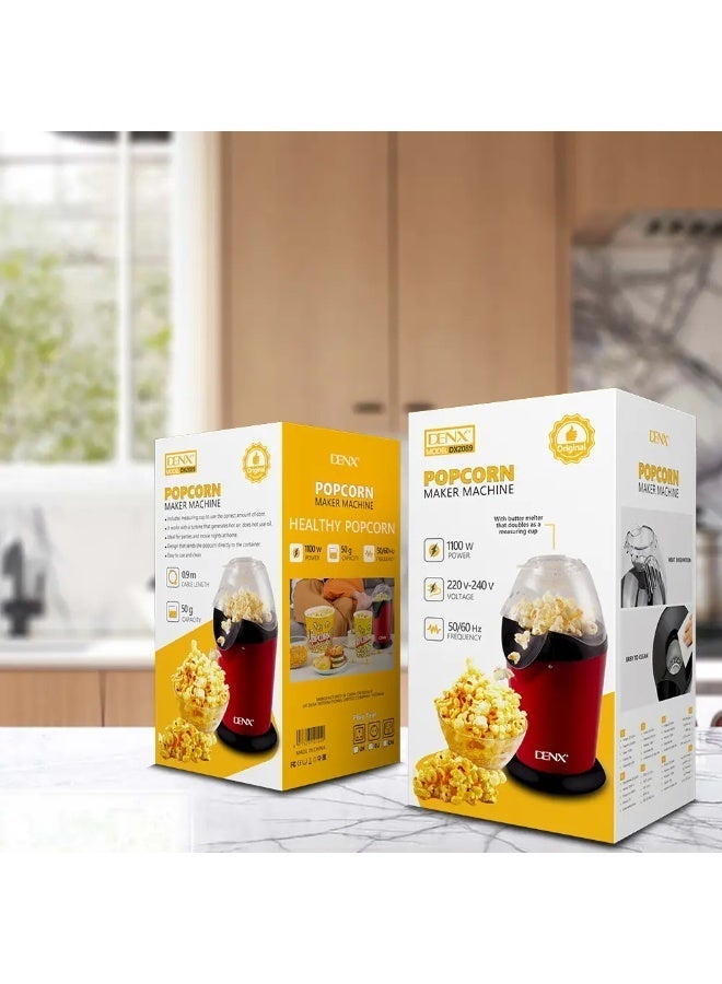 Denx Hot Air Popcorn Maker 1100W – Oil-Free Popcorn Machine,Healthy Snack Maker, Fast 2-3 Minute Popping, Electric Popcorn Popper for Home, Red - Image 5