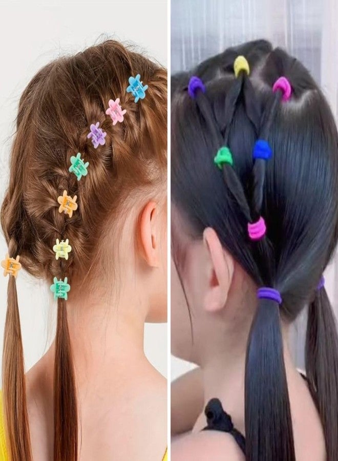 FHF Kids Hair Accessories | Small Hair Clips and Rubber Band for Kids | Hair Accessories Set for Girl with Tiny Clips & Ponytail Holders with Cute Turtle Shape Storage Box (Blue, 40-Pcs) - Image 3