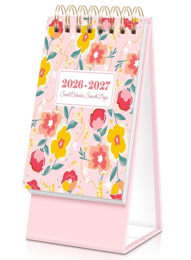 KONVINIT Small Desk Calendar 2026-2027, Floral 2026 Desk Calendar - Runs From January 2026 Until December 2027, 24 Months Mini Desktop Calendar 2026 for School, Home & Office Supplies - Image 1
