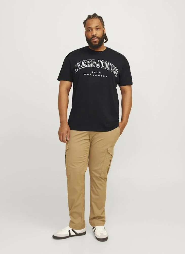 جاك اند جونز Plus Size Logo Crew Neck T-Shirt