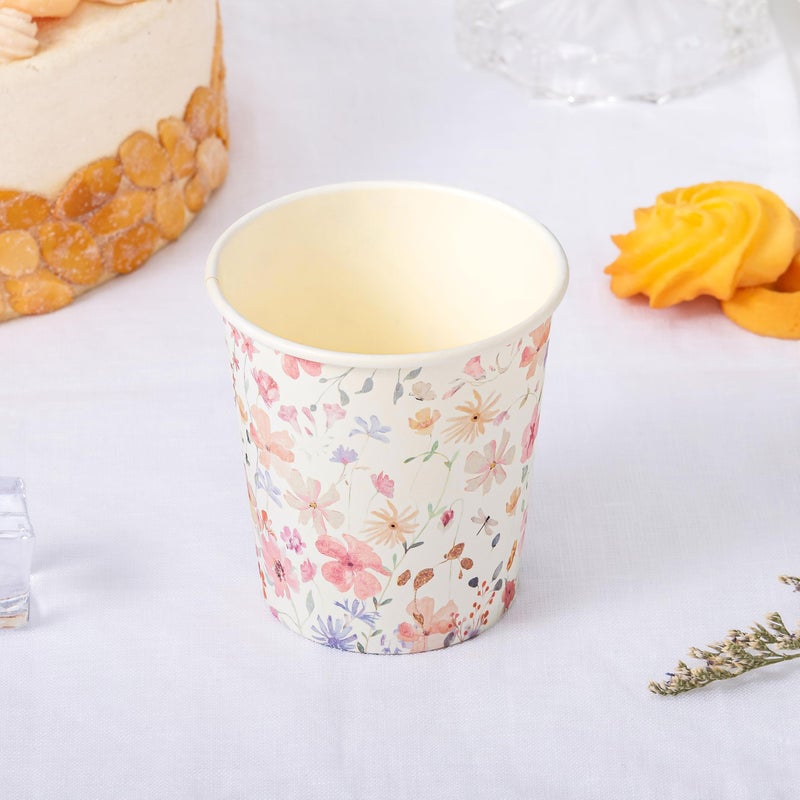 Crisky 5oz Paper Cups Dixie Cup[100 Pack], Disposable Bathroom Cups, Elegant Design Floral Small Mouthwash Cup, Hot/Cold Beverage Coffee, Dessert for Birthday Parties, Home-use, Picnics, Ceremonies - Image 5