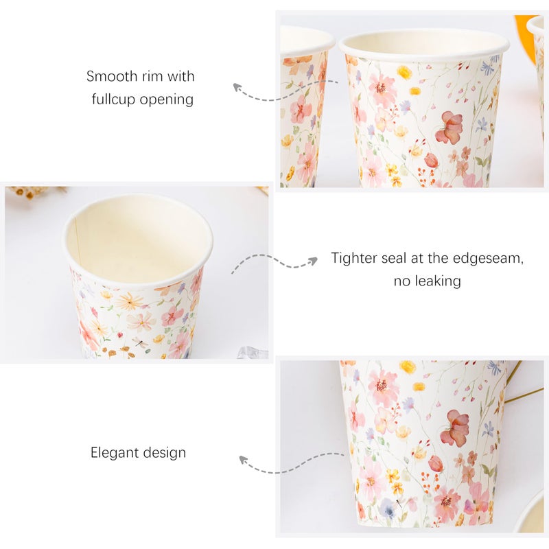 Crisky 5oz Paper Cups Dixie Cup[100 Pack], Disposable Bathroom Cups, Elegant Design Floral Small Mouthwash Cup, Hot/Cold Beverage Coffee, Dessert for Birthday Parties, Home-use, Picnics, Ceremonies - Image 2