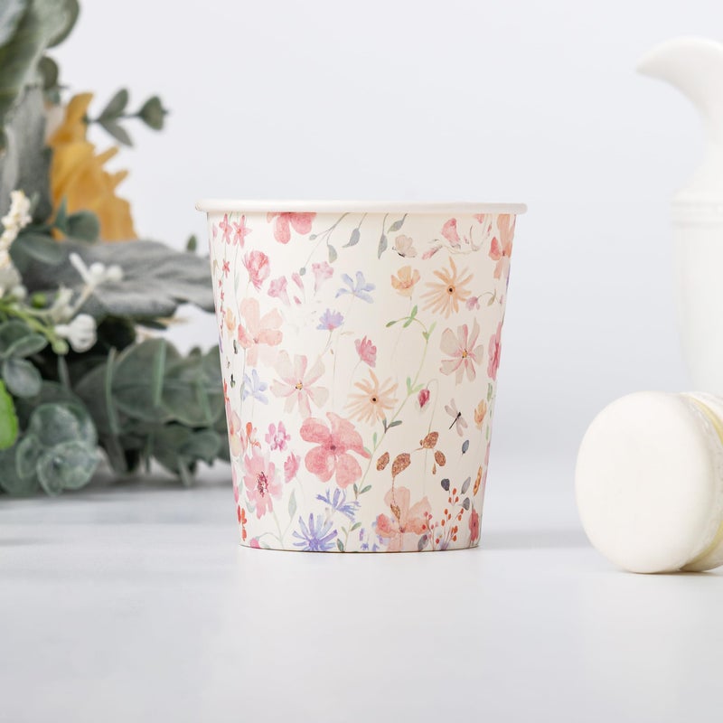 Crisky 5oz Paper Cups Dixie Cup[100 Pack], Disposable Bathroom Cups, Elegant Design Floral Small Mouthwash Cup, Hot/Cold Beverage Coffee, Dessert for Birthday Parties, Home-use, Picnics, Ceremonies - Image 4