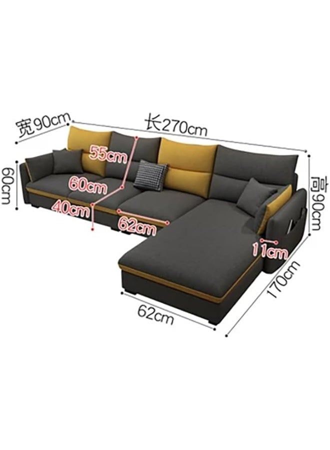 Generic Poppins HOME Modern Sofa Living Room Arm Corner Sectional Mid Century Mini Loveseat Couch Accent Beds Faux Sofa Inflavel Bedroom Furniture L Shape (Right, Fabric)  - Image 2