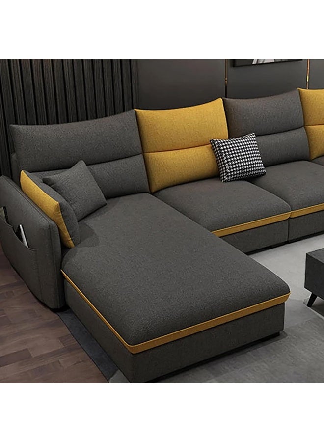 Generic Poppins HOME Modern Sofa Living Room Arm Corner Sectional Mid Century Mini Loveseat Couch Accent Beds Faux Sofa Inflavel Bedroom Furniture L Shape (Right, Fabric)  - Image 4