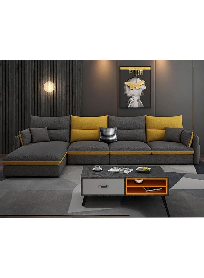 Generic Poppins HOME Modern Sofa Living Room Arm Corner Sectional Mid Century Mini Loveseat Couch Accent Beds Faux Sofa Inflavel Bedroom Furniture L Shape (Right, Fabric)  - Image 1